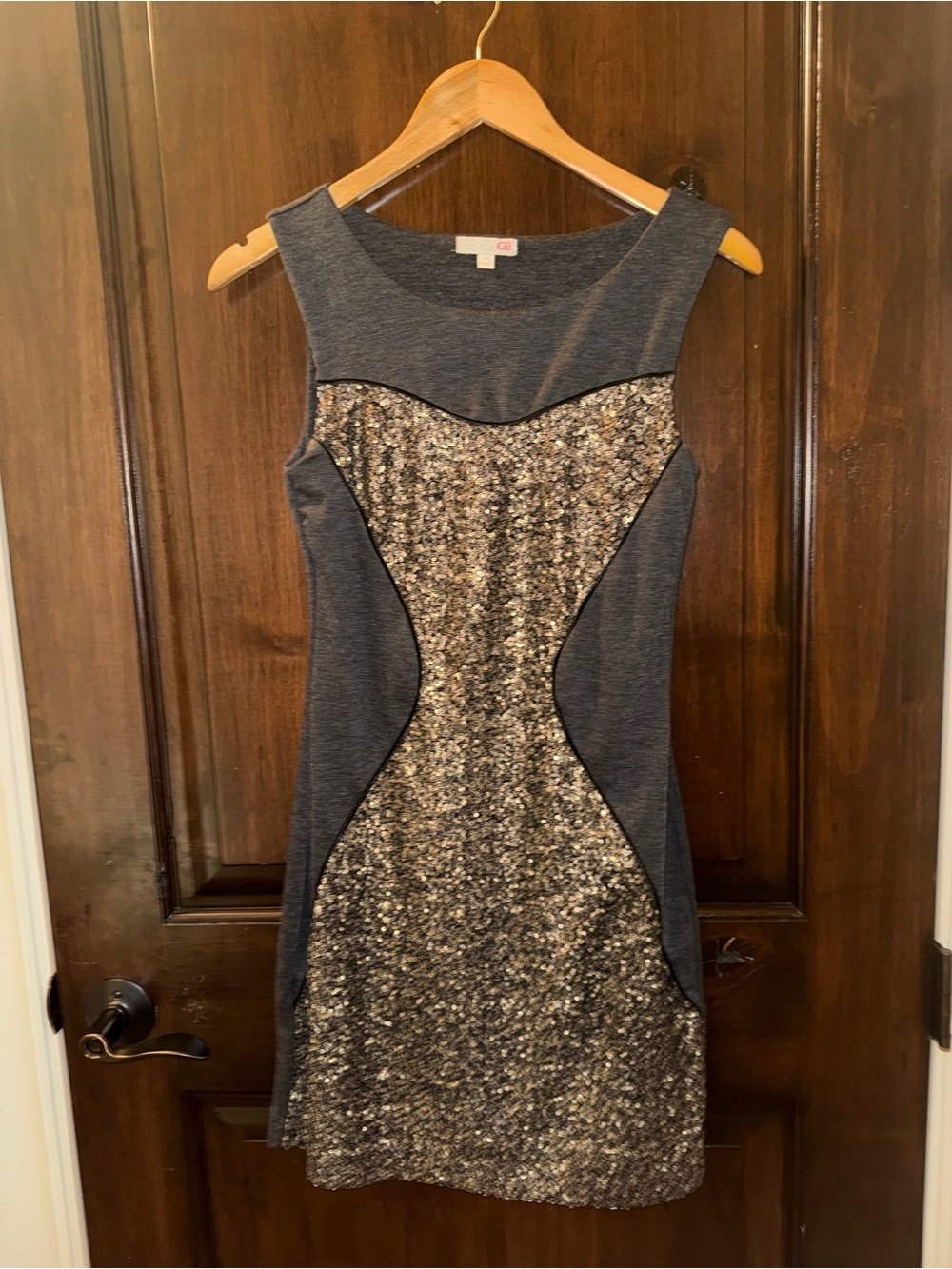 Gianni Bini Navy and Silver Sequin Sheath Dress